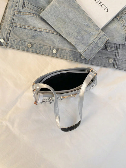 Elegant Crescent-Shaped Underarm Shoulder Bag For Women, Chic Casual Fashion, Solid Color Underarm Bag