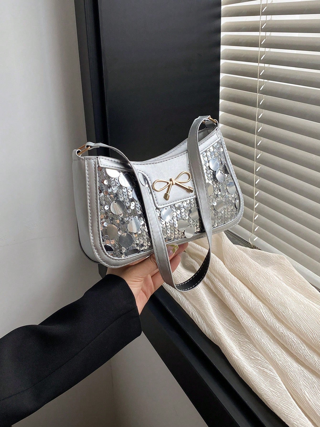 Elegant Crescent-Shaped Underarm Shoulder Bag For Women, Chic Casual Fashion, Solid Color Underarm Bag