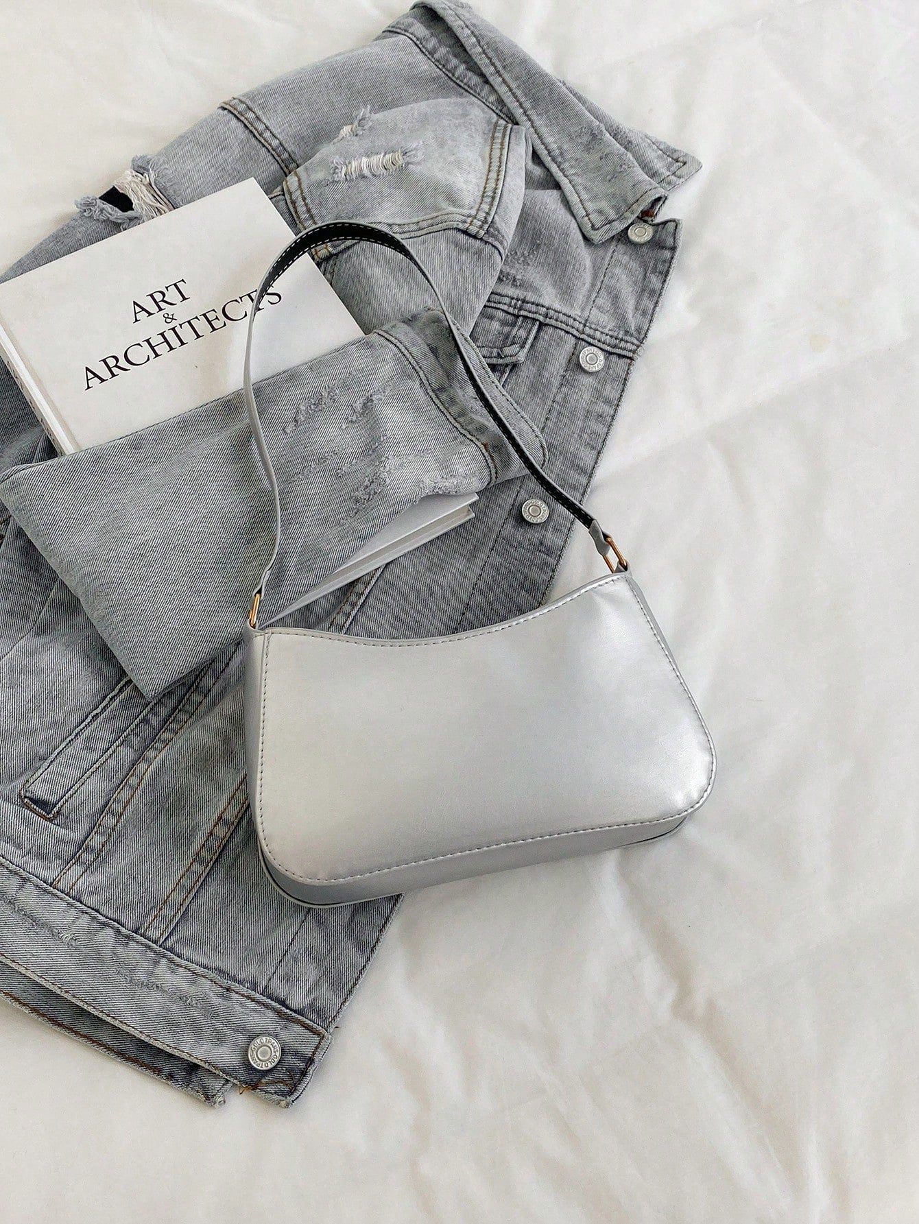 Elegant Crescent-Shaped Underarm Shoulder Bag For Women, Chic Casual Fashion, Solid Color Underarm Bag