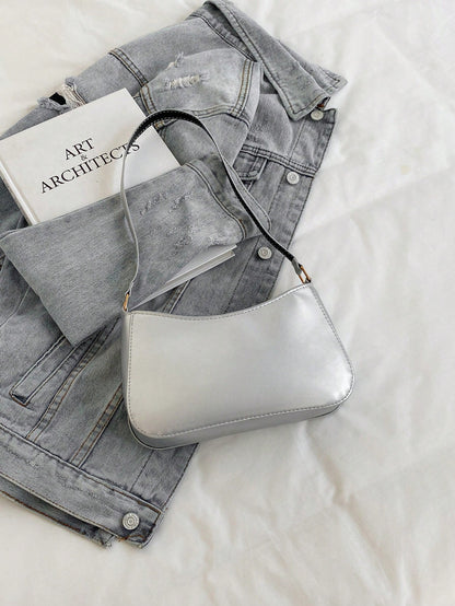 Elegant Crescent-Shaped Underarm Shoulder Bag For Women, Chic Casual Fashion, Solid Color Underarm Bag