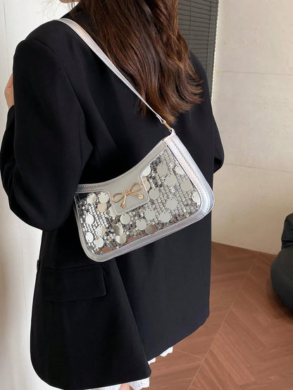 Elegant Crescent-Shaped Underarm Shoulder Bag For Women, Chic Casual Fashion, Solid Color Underarm Bag