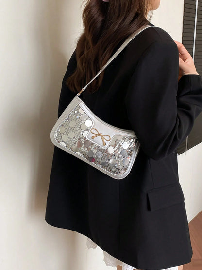 Elegant Crescent-Shaped Underarm Shoulder Bag For Women, Chic Casual Fashion, Solid Color Underarm Bag