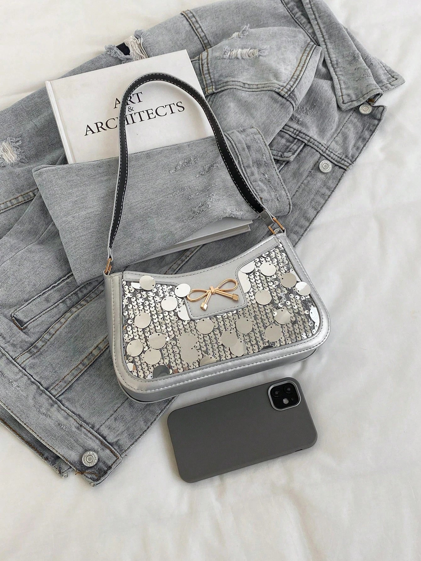 Elegant Crescent-Shaped Underarm Shoulder Bag For Women, Chic Casual Fashion, Solid Color Underarm Bag