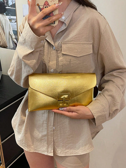 Crocodile Print, Snake Print, Solid Color, Minimalist, Fashionable, Casual PU Clutch, Envelope Bag, Fashionable Clutch Bags For Woman