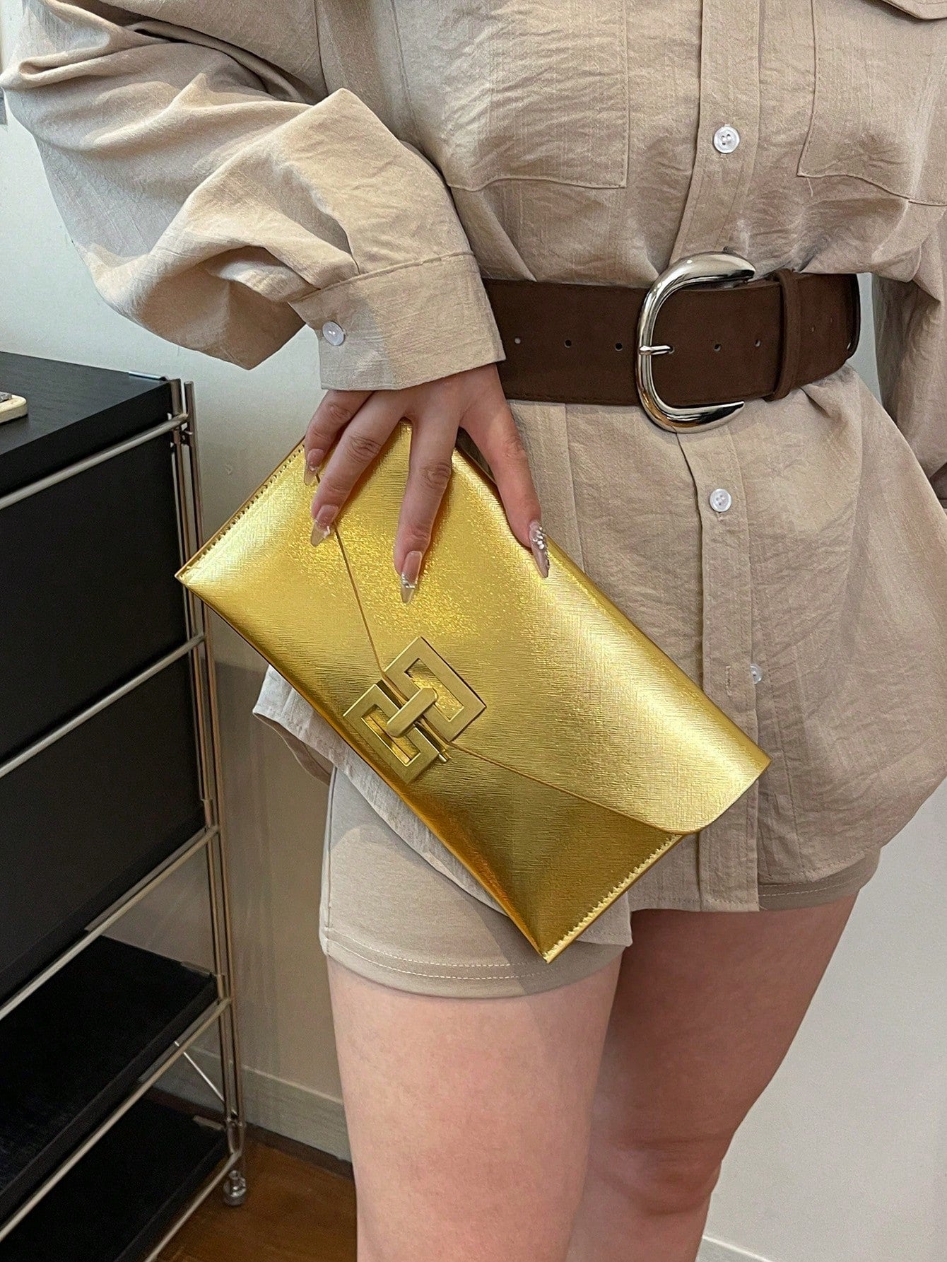 Crocodile Print, Snake Print, Solid Color, Minimalist, Fashionable, Casual PU Clutch, Envelope Bag, Fashionable Clutch Bags For Woman