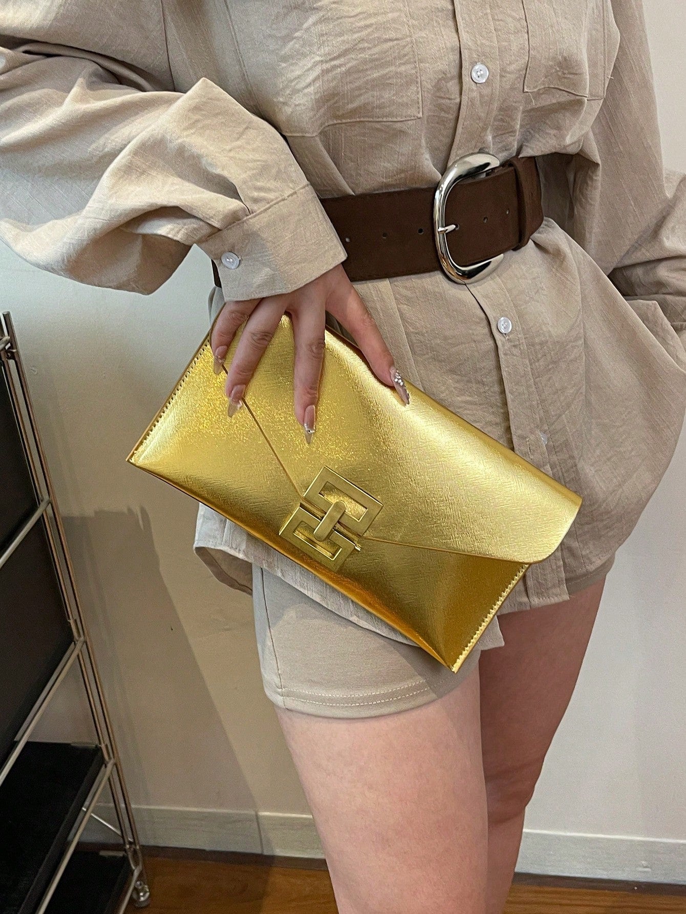 Crocodile Print, Snake Print, Solid Color, Minimalist, Fashionable, Casual PU Clutch, Envelope Bag, Fashionable Clutch Bags For Woman