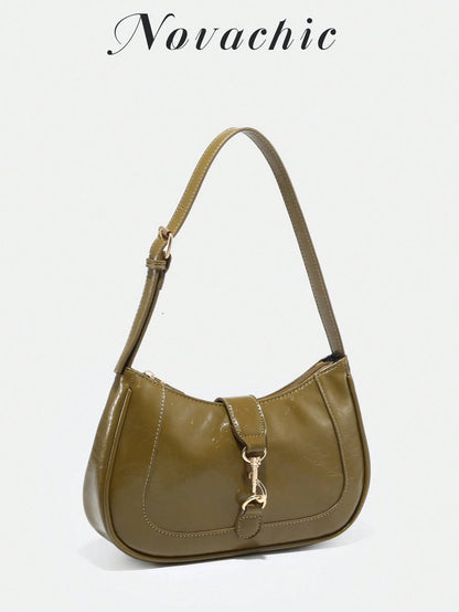 1pc Novachic Women Floral Fabric Casual Shoulder Bag, Zipper Closure, Vintage Style, Underarm Bag, Suitable For Various Occasions