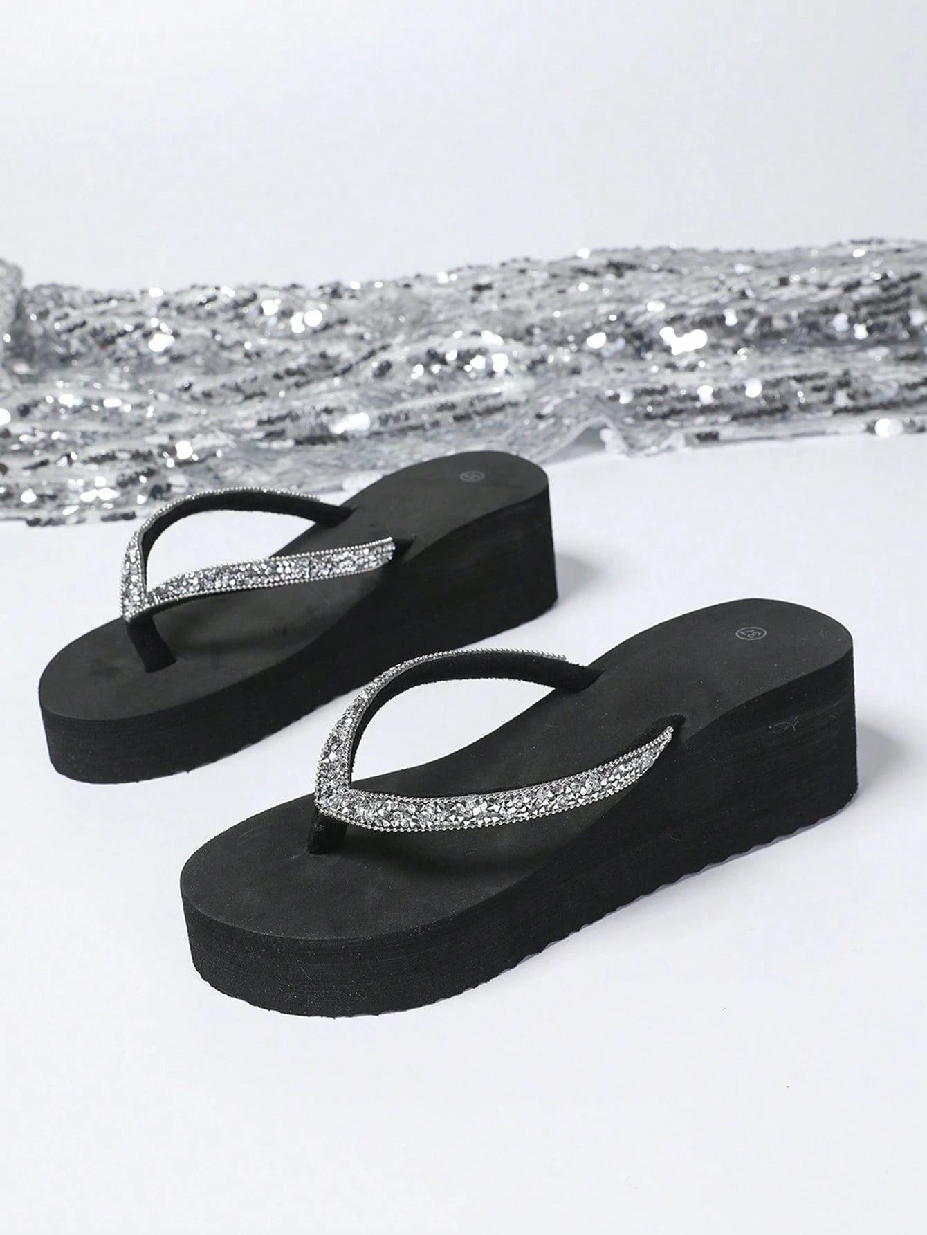 Women's Summer Fashion Thick Heel Platform Wedge High Heel Flip-Flops Beach Slipper With Slip-Resistant Sole, Perfect For Outdoor Beach Wedding