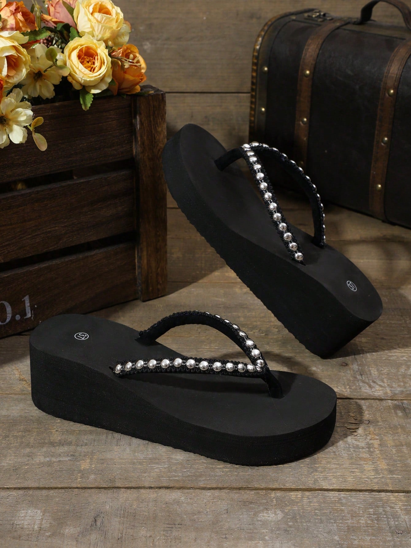 Women's Summer Fashion Thick Heel Platform Wedge High Heel Flip-Flops Beach Slipper With Slip-Resistant Sole, Perfect For Outdoor Beach Wedding