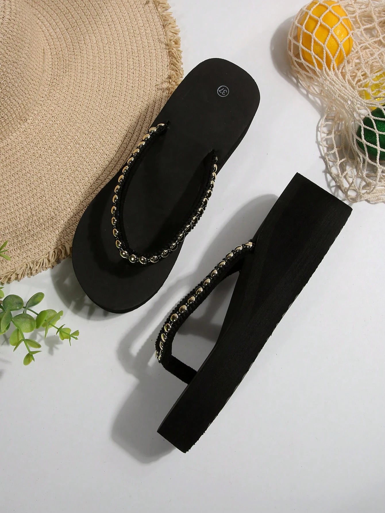 Women's Summer Fashion Thick Heel Platform Wedge High Heel Flip-Flops Beach Slipper With Slip-Resistant Sole, Perfect For Outdoor Beach Wedding