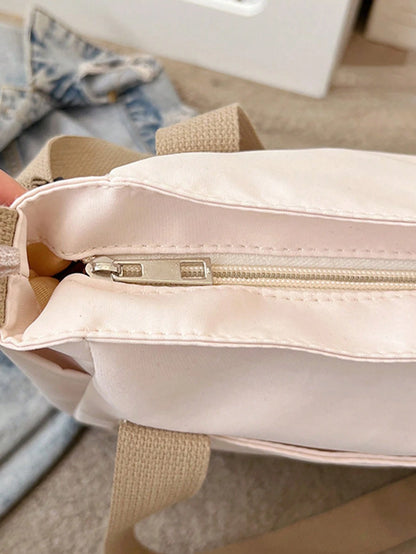 SHEIN X Milania Multi Pocket Tote Bag For Women Canvas Bag With Handle Bag Large Capacity Purse Reusable Handbag, Canvas Tote Bag, Perfect For Daily Use And Travel, Tote Bags For Students, Multiple Compartments, Perfect For Beach