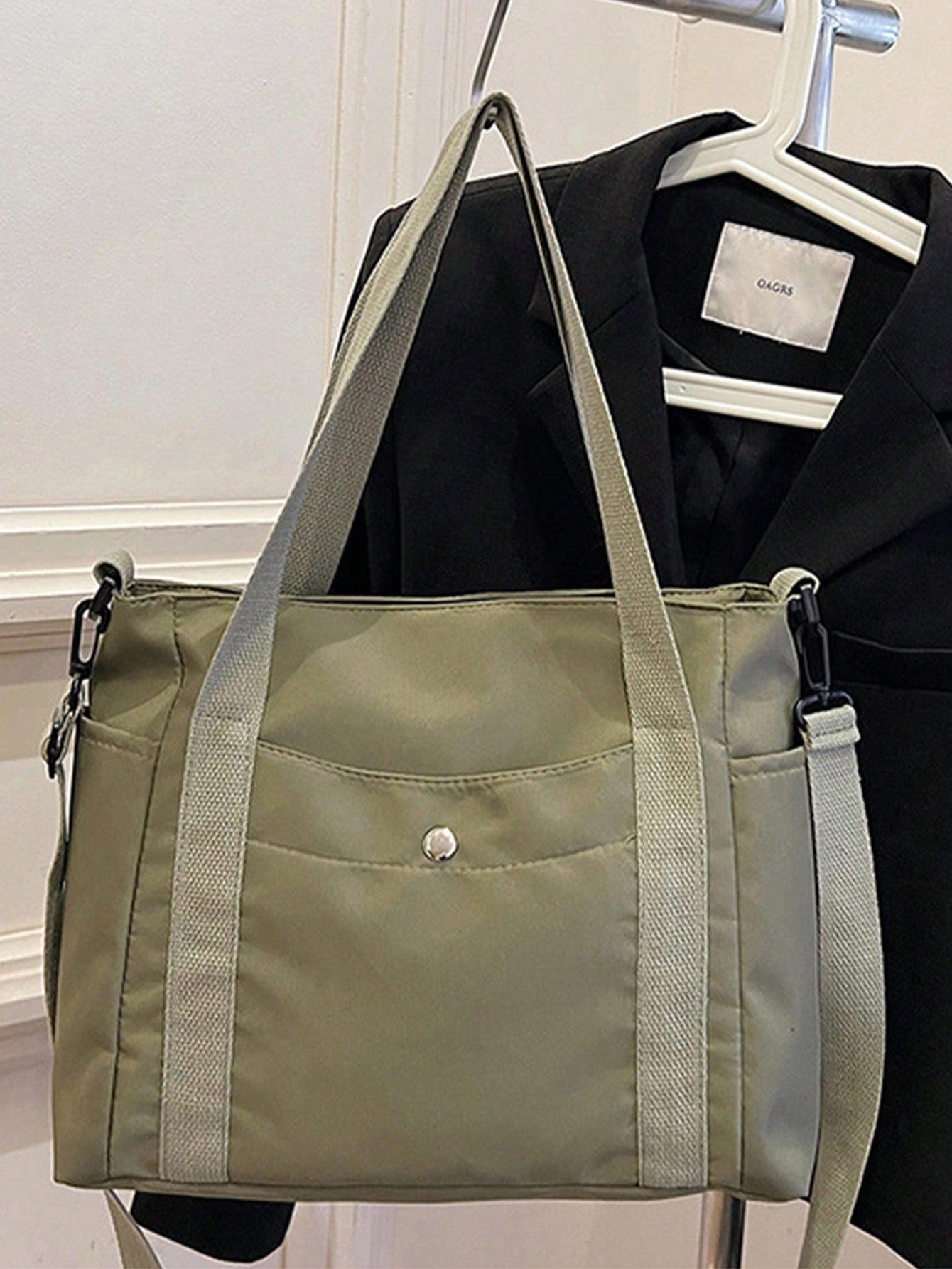 SHEIN X Milania Multi Pocket Tote Bag For Women Canvas Bag With Handle Bag Large Capacity Purse Reusable Handbag, Canvas Tote Bag, Perfect For Daily Use And Travel, Tote Bags For Students, Multiple Compartments, Perfect For Beach