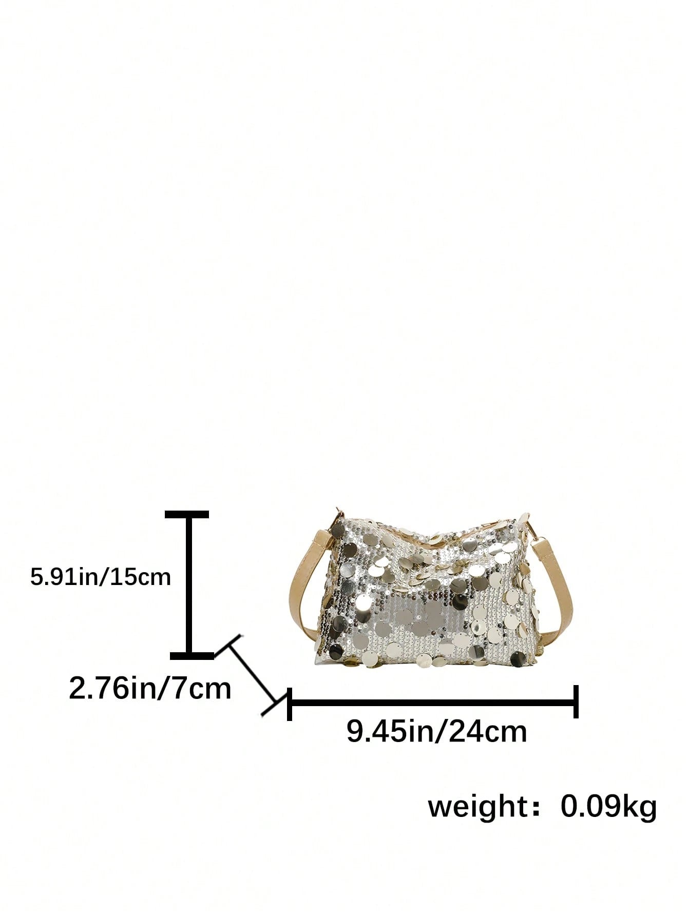 1pc Gold-Tone Glittery Crescent Moon Shape PVC Shoulder Bag For Women