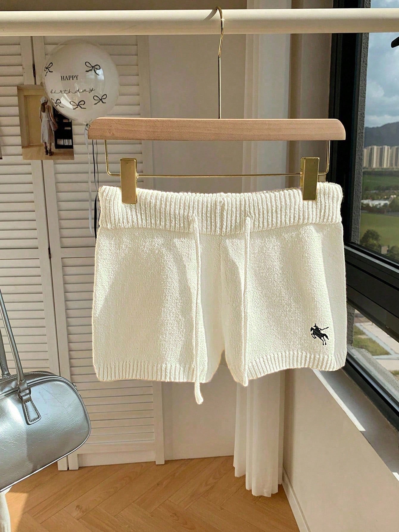 Comfortcana Women Casual Skinny Knit Pants, Versatile, Small Logo Embroidered