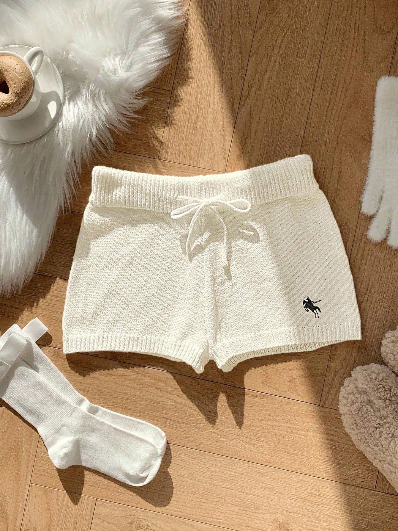 Comfortcana Women Casual Skinny Knit Pants, Versatile, Small Logo Embroidered