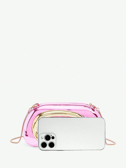 SHEIN BAE Women's Fashionable Metallic Effect Evening Party Clutch Bag, Perfectly Matching With Bridal Party, Party Bags,Perfect For Party Wedding Prom Dinner/Banquet Matching With Holiday Party Dress Evening Dress & Sequin Dress