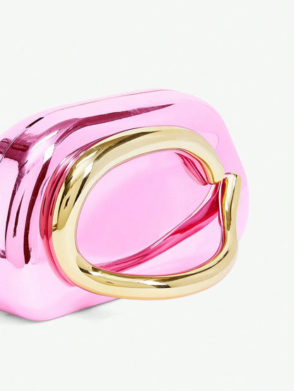 SHEIN BAE Women's Fashionable Metallic Effect Evening Party Clutch Bag, Perfectly Matching With Bridal Party, Party Bags,Perfect For Party Wedding Prom Dinner/Banquet Matching With Holiday Party Dress Evening Dress & Sequin Dress