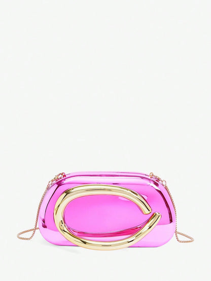 SHEIN BAE Women's Fashionable Metallic Effect Evening Party Clutch Bag, Perfectly Matching With Bridal Party, Party Bags,Perfect For Party Wedding Prom Dinner/Banquet Matching With Holiday Party Dress Evening Dress & Sequin Dress