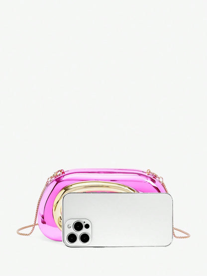 SHEIN BAE Women's Fashionable Metallic Effect Evening Party Clutch Bag, Perfectly Matching With Bridal Party, Party Bags,Perfect For Party Wedding Prom Dinner/Banquet Matching With Holiday Party Dress Evening Dress & Sequin Dress