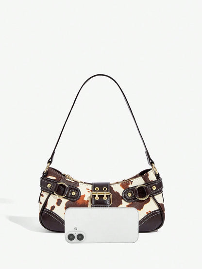 SHEIN BAE Women Street Commuter Leopard Print Patchwork PU Shoulder Bag, Leopard Print Purse For Women Leopard Comeback, Animal Print Women Bag