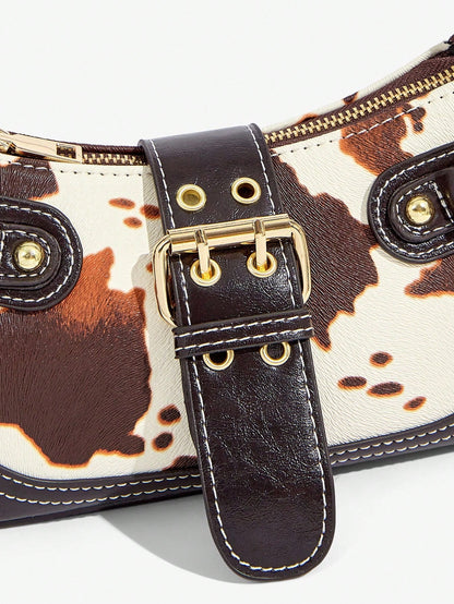 SHEIN BAE Women Street Commuter Leopard Print Patchwork PU Shoulder Bag, Leopard Print Purse For Women Leopard Comeback, Animal Print Women Bag