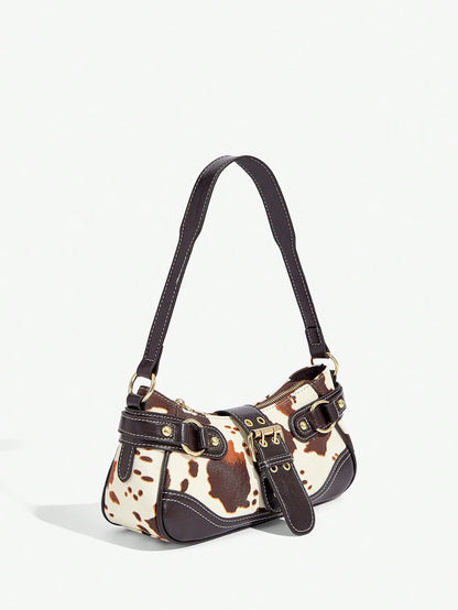 SHEIN BAE Women Street Commuter Leopard Print Patchwork PU Shoulder Bag, Leopard Print Purse For Women Leopard Comeback, Animal Print Women Bag