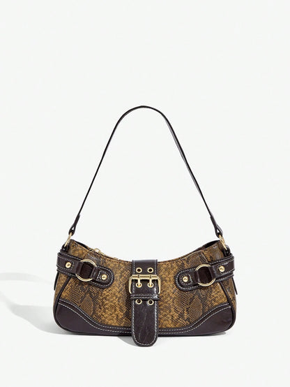 SHEIN BAE Women Street Commuter Leopard Print Patchwork PU Shoulder Bag, Leopard Print Purse For Women Leopard Comeback, Animal Print Women Bag