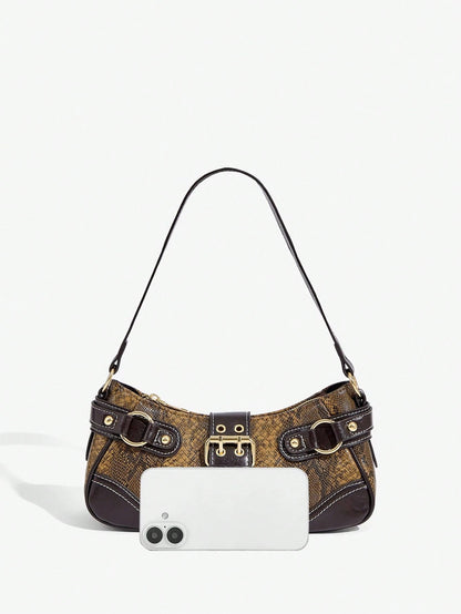 SHEIN BAE Women Street Commuter Leopard Print Patchwork PU Shoulder Bag, Leopard Print Purse For Women Leopard Comeback, Animal Print Women Bag