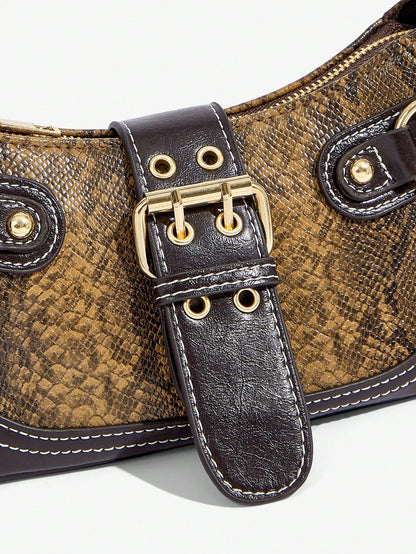 SHEIN BAE Women Street Commuter Leopard Print Patchwork PU Shoulder Bag, Leopard Print Purse For Women Leopard Comeback, Animal Print Women Bag