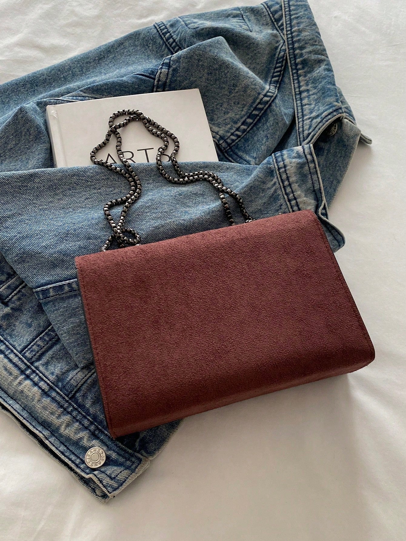 1pc Minimalist Fashion Indentation Diamond Shape Square Bag Lock Closure Flap Opening Metal Chain Shoulder Bag Suitable For Women's Daily Casual Use