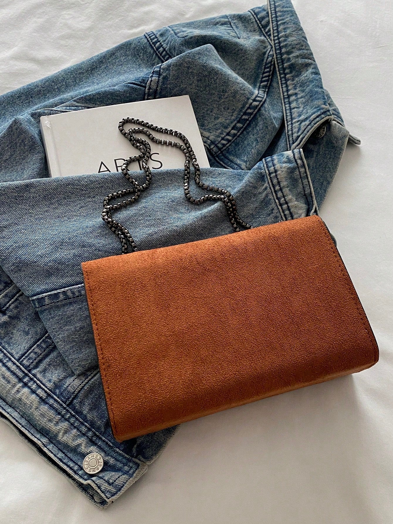 1pc Minimalist Fashion Indentation Diamond Shape Square Bag Lock Closure Flap Opening Metal Chain Shoulder Bag Suitable For Women's Daily Casual Use