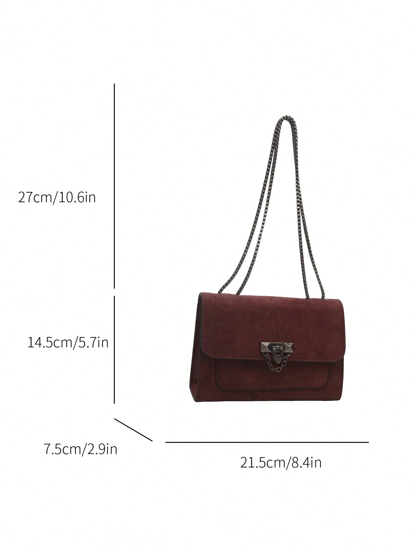 1pc Minimalist Fashion Indentation Diamond Shape Square Bag Lock Closure Flap Opening Metal Chain Shoulder Bag Suitable For Women's Daily Casual Use