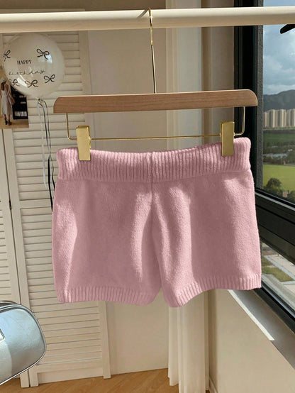 Comfortcana Women Casual Skinny Knit Pants, Versatile, Small Logo Embroidered