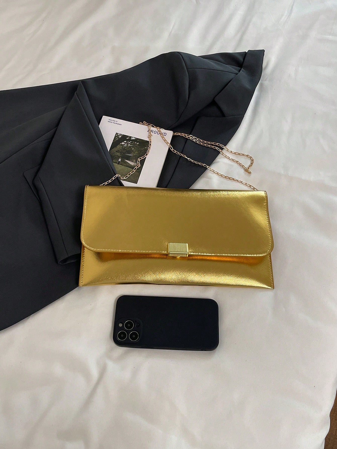 Crocodile Print, Snake Print, Solid Color, Minimalist, Fashionable, Casual PU Clutch, Envelope Bag, Fashionable Clutch Bags For Woman