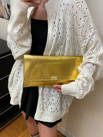 Crocodile Print, Snake Print, Solid Color, Minimalist, Fashionable, Casual PU Clutch, Envelope Bag, Fashionable Clutch Bags For Woman