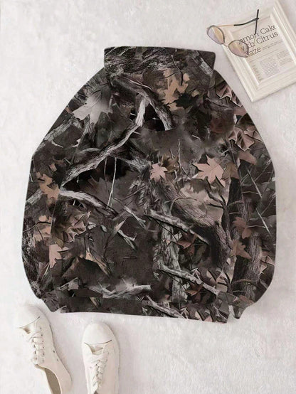 INAWLY Women's Casual Branch Print Long Sleeve Loose Hooded Sweatshirt,Graduation,Teacher,Back To School Pullover Fall