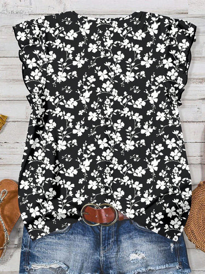 EMERY ROSE Women's Floral & Maple Leaf Print Casual Shirt, Suitable For Autumn,Fall Clothes For Women