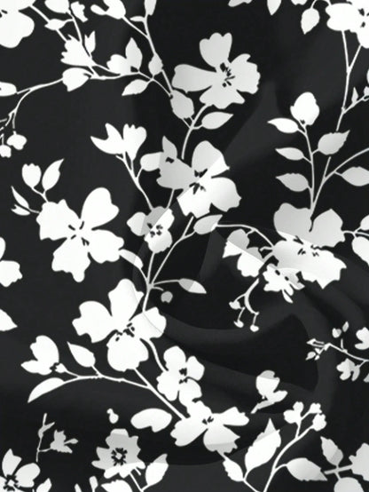 EMERY ROSE Women's Floral & Maple Leaf Print Casual Shirt, Suitable For Autumn,Fall Clothes For Women