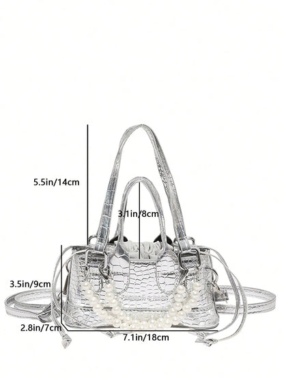 Crocodile Embossed Bucket Bag Mini Drawstring Design Funky