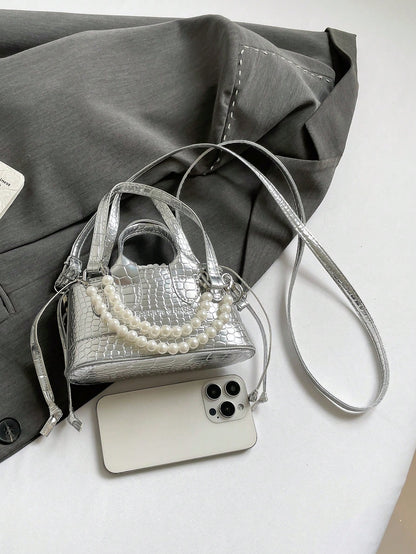 Crocodile Embossed Bucket Bag Mini Drawstring Design Funky