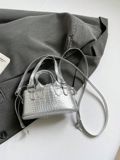 Crocodile Embossed Bucket Bag Mini Drawstring Design Funky