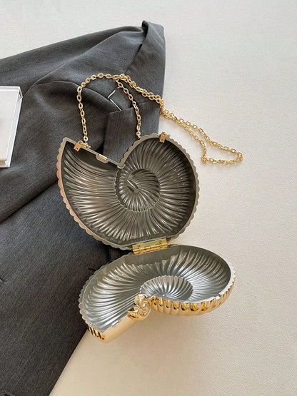 2025 Golden Conch Shaped Shoulder Bag, Detachable Shoulder Strap, Fashionable Lipstick Pouch, Elegant And Fashionable Shoulder Bag, Suitable For Evening Outings