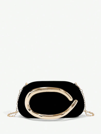 SHEIN BAE Women's Fashionable Metallic Effect Evening Party Clutch Bag, Perfectly Matching With Bridal Party, Party Bags,Perfect For Party Wedding Prom Dinner/Banquet Matching With Holiday Party Dress Evening Dress & Sequin Dress