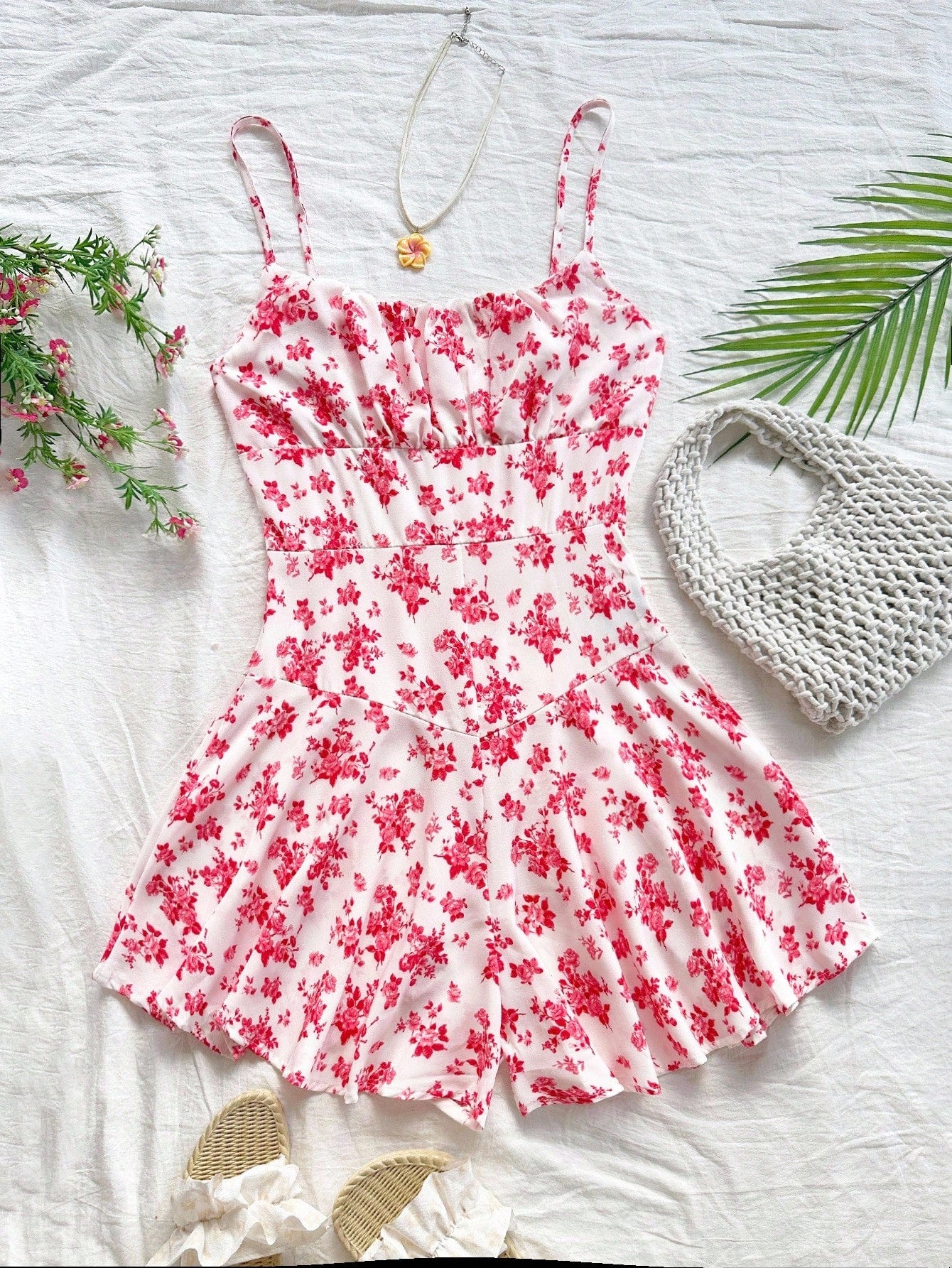 Soleia Women Summer Floral Printed Spaghetti Strap Jumpsuit