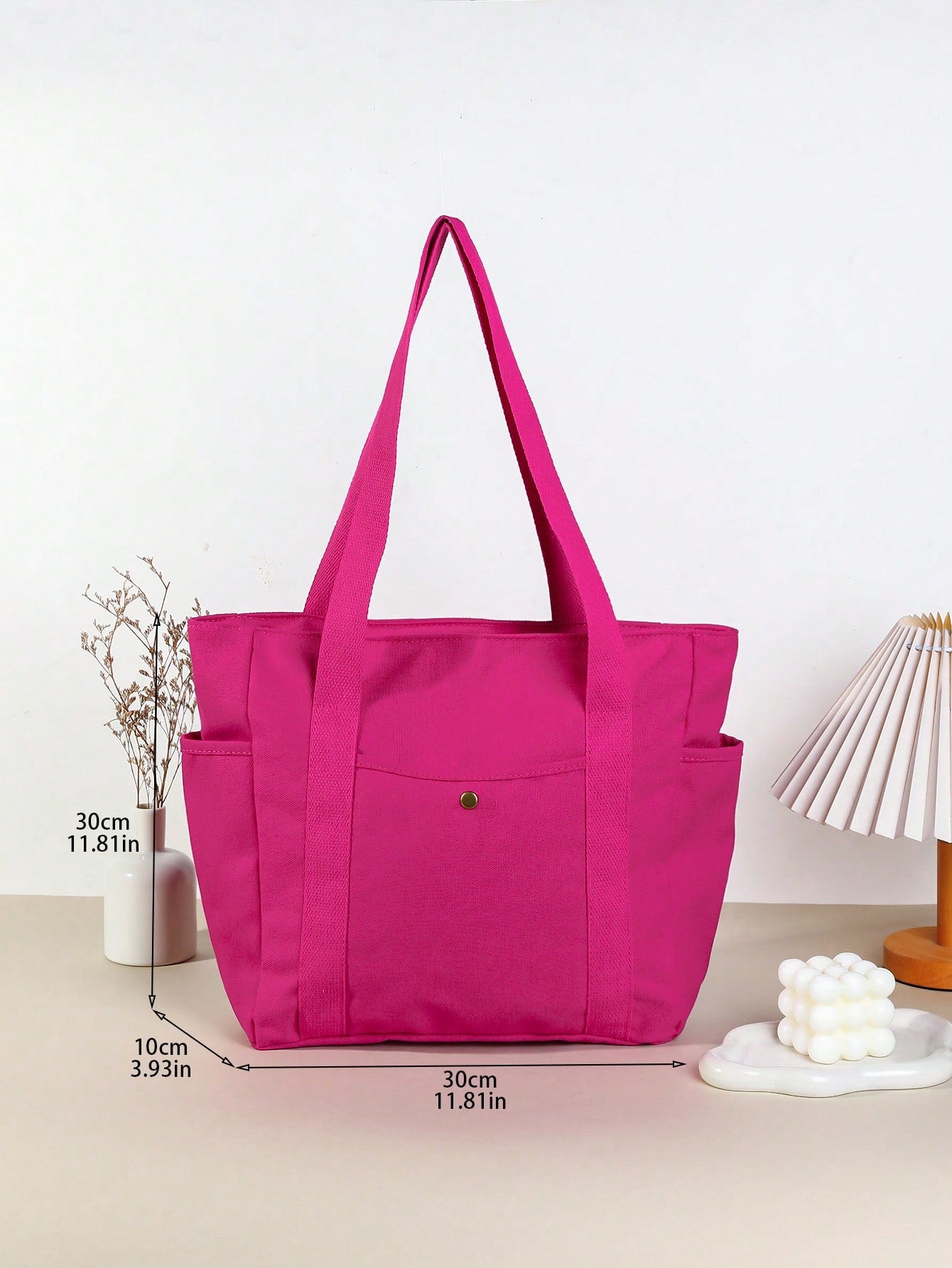 SHEIN X Milania Multi Pocket Tote Bag For Women Canvas Bag With Handle Bag Large Capacity Purse Reusable Handbag, Canvas Tote Bag, Perfect For Daily Use And Travel, Tote Bags For Students, Multiple Compartments, Perfect For Beach