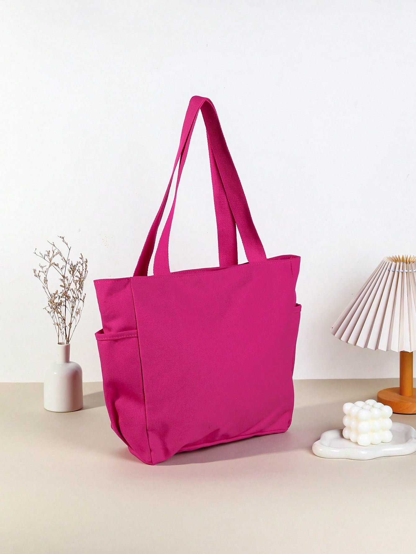 SHEIN X Milania Multi Pocket Tote Bag For Women Canvas Bag With Handle Bag Large Capacity Purse Reusable Handbag, Canvas Tote Bag, Perfect For Daily Use And Travel, Tote Bags For Students, Multiple Compartments, Perfect For Beach