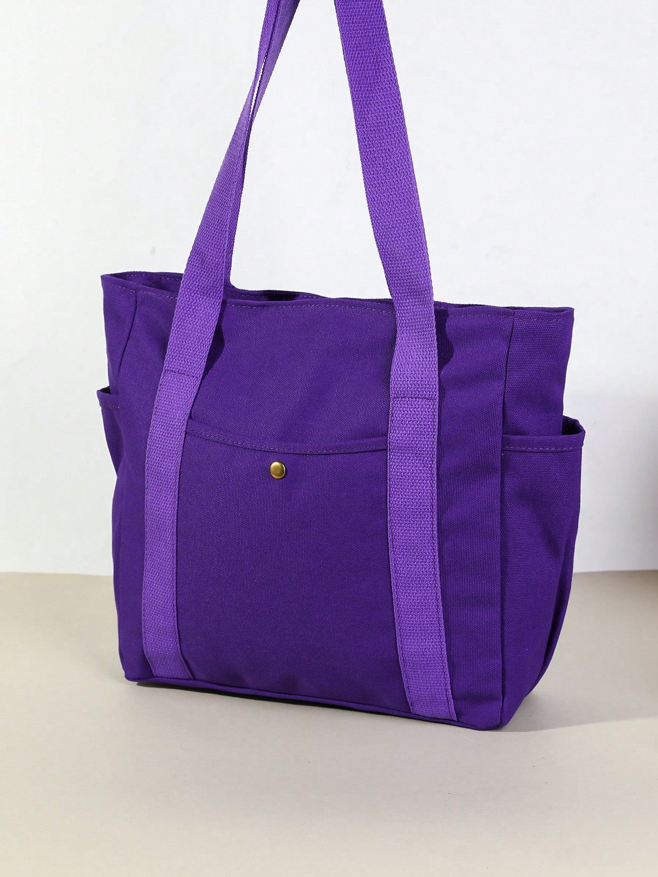 SHEIN X Milania Multi Pocket Tote Bag For Women Canvas Bag With Handle Bag Large Capacity Purse Reusable Handbag, Canvas Tote Bag, Perfect For Daily Use And Travel, Tote Bags For Students, Multiple Compartments, Perfect For Beach