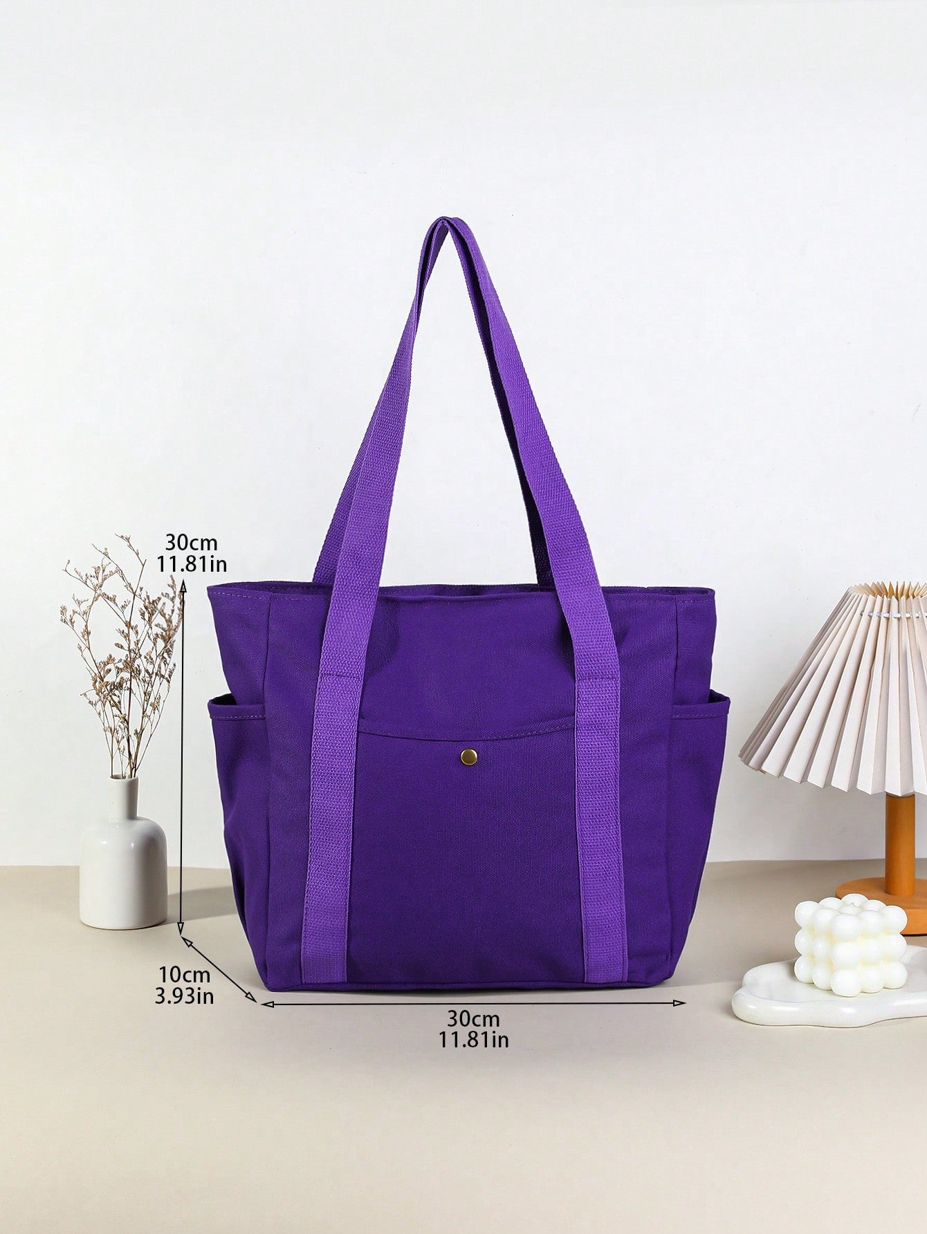 SHEIN X Milania Multi Pocket Tote Bag For Women Canvas Bag With Handle Bag Large Capacity Purse Reusable Handbag, Canvas Tote Bag, Perfect For Daily Use And Travel, Tote Bags For Students, Multiple Compartments, Perfect For Beach