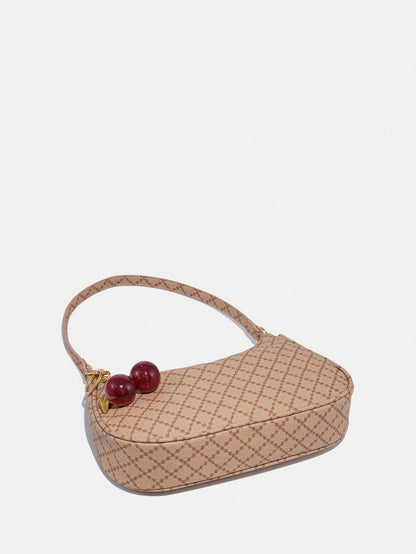 1pc Novachic Women Floral Fabric Casual Shoulder Bag, Zipper Closure, Vintage Style, Underarm Bag, Suitable For Various Occasions