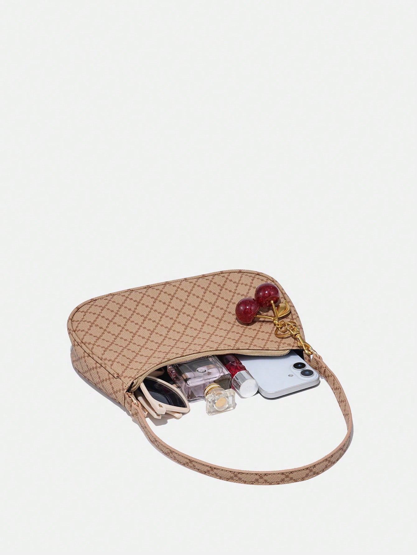 1pc Novachic Women Floral Fabric Casual Shoulder Bag, Zipper Closure, Vintage Style, Underarm Bag, Suitable For Various Occasions